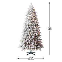 Best Pirce 🧨 7.5ft. Pre-Lit Vermont Pine Flocked Artificial Christmas Tree, Clear Lights by Ashland® 😉 -Ashland Shop 10489203 14