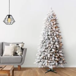 Best Pirce 🧨 7.5ft. Pre-Lit Vermont Pine Flocked Artificial Christmas Tree, Clear Lights by Ashland® 😉 -Ashland Shop 10489203 16