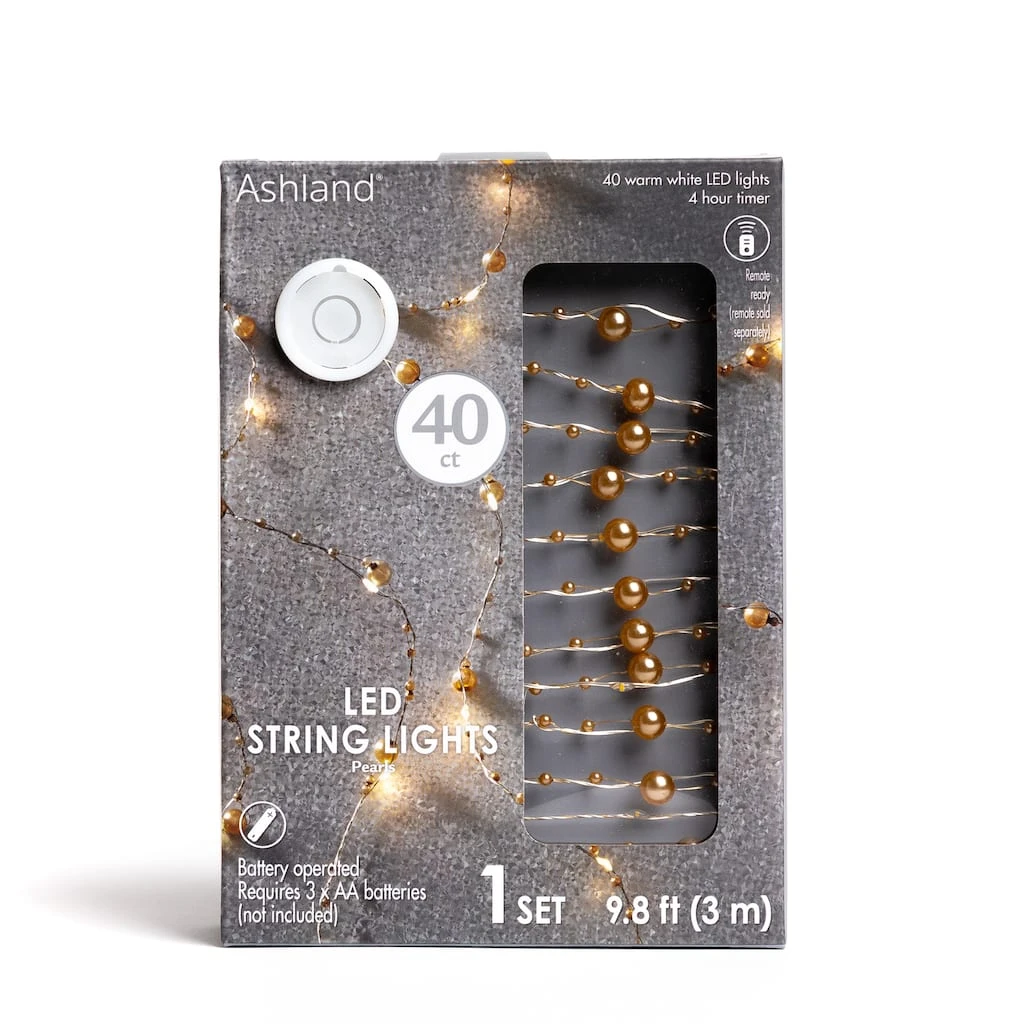 Budget 🔥 40ct. Warm White Gold Pearl LED String Lights by Ashland® 🌟 3 Budget 🔥 40ct. Warm White Gold Pearl LED String Lights by Ashland® 🌟