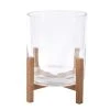 Discount ⌛ Glass Candle Holder with Wood Base by Ashland® 💯