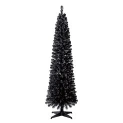 Best deal ✨ 6ft. Pre-Lit Shiny Black Pencil Tree, Clear Lights by Ashland® ⭐ -Ashland Shop 10633874 1