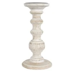 Buy ✔️ Whitewashed Wood Carved Pillar Candle Holder by Ashland® ✔️