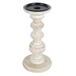 Buy ✔️ Whitewashed Wood Carved Pillar Candle Holder by Ashland® ✔️ -Ashland Shop 10639296 2