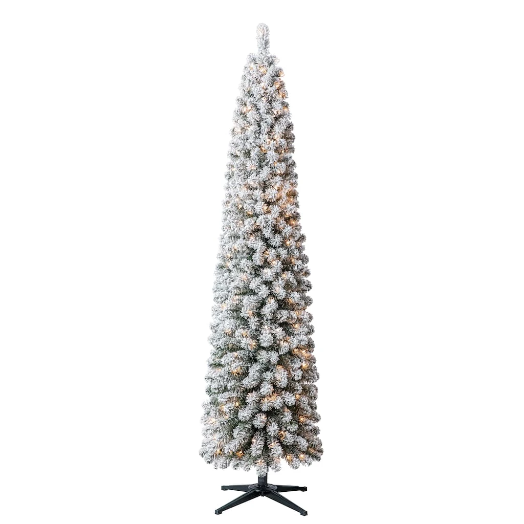Cheapest ⭐ 7ft. Pre-Lit Flocked Artificial Pencil 🥰 Christmas Tree, Clear Lights by Ashland® 🤩 3 Cheapest ⭐ 7ft. Pre-Lit Flocked Artificial Pencil 🥰 Christmas Tree, Clear Lights by Ashland® 🤩