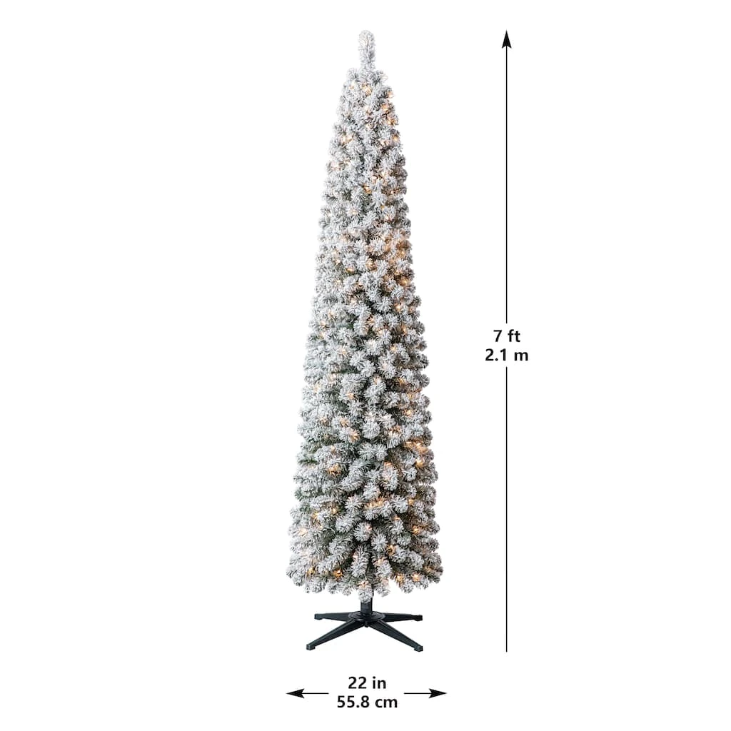 Cheapest ⭐ 7ft. Pre-Lit Flocked Artificial Pencil 🥰 Christmas Tree, Clear Lights by Ashland® 🤩 8 Cheapest ⭐ 7ft. Pre-Lit Flocked Artificial Pencil 🥰 Christmas Tree, Clear Lights by Ashland® 🤩 - Image 6