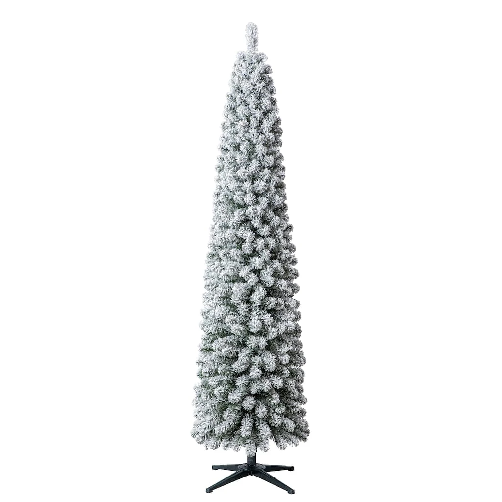 Cheapest ⭐ 7ft. Pre-Lit Flocked Artificial Pencil 🥰 Christmas Tree, Clear Lights by Ashland® 🤩 4 Cheapest ⭐ 7ft. Pre-Lit Flocked Artificial Pencil 🥰 Christmas Tree, Clear Lights by Ashland® 🤩 - Image 2