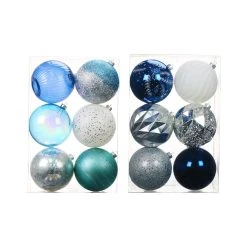 Deals ⭐ Assorted 6ct. 5" Silver, Blue & White Shatterproof Ball Ornaments by Ashland® 🥰
