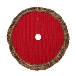 Buy ๐ฅฐ 48" Red Cable Knit Tree Skirt with Brown Fur by Ashland® ๐