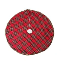 Coupon 😍 48" Red Plaid Tree Skirt with Fur by Ashland® 🎁