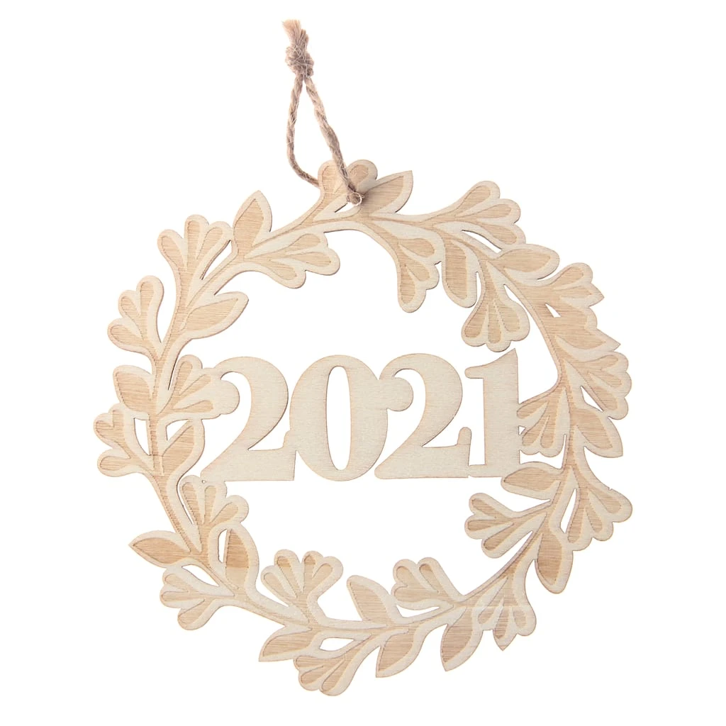 New β€οΈ 5" DIY Unfinished Wood 2021 Wreath Ornament by Michaels π 3 New β€οΈ 5" DIY Unfinished Wood 2021 Wreath Ornament by Michaels π