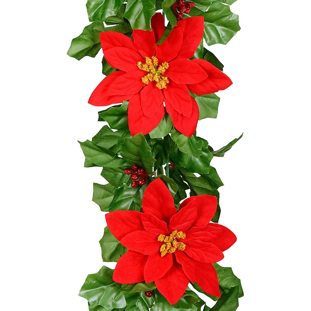 Brand new π 6ft. Red Velvet Poinsettia & Berry Chain Garland by Ashland® β 4 Brand new π 6ft. Red Velvet Poinsettia & Berry Chain Garland by Ashland® β - Image 2