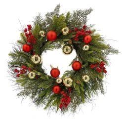 Hot Sale 😍 24" Red & Gold Ornament, Mixed Pine & Berry Wreath by Ashland® ⭐