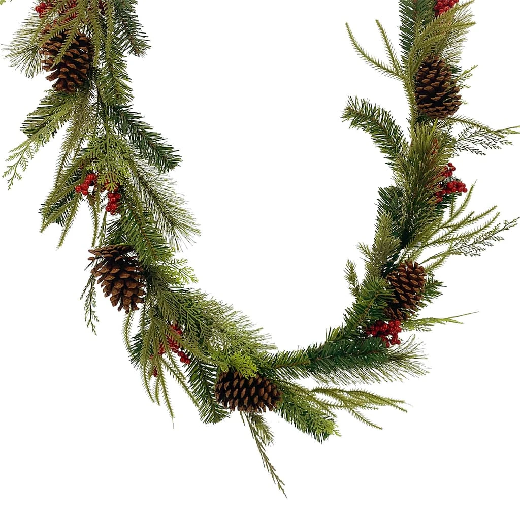 Wholesale ✔️ 6ft. Mixed Pine & Red Berry Garland by Ashland® 🥰 3 Wholesale ✔️ 6ft. Mixed Pine & Red Berry Garland by Ashland® 🥰