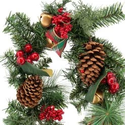Best Sale 😀 6ft. Pine, Jingle Bell & Red Berry Garland with Plaid Bows by Ashland® 🎉