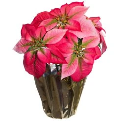 Wholesale ✔️ Pink Potted Poinsettia with Gold Foil by Ashland® ⭐
