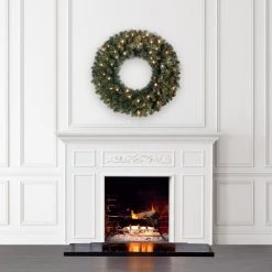 New 🤩 30" Pre-Lit Mixed Pine Wreath by Ashland® 🤩 -Ashland Shop 10676369 4