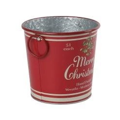 Cheapest 👏 6.6" Red Merry Christmas Metal Bucket with Handles by Ashland® 😍 -Ashland Shop 10676690 3