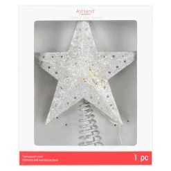 Cheap ⭐ 12.5" Silver Glitter Star Lighted Kaleidoscope Tree Topper by Ashland® ✨