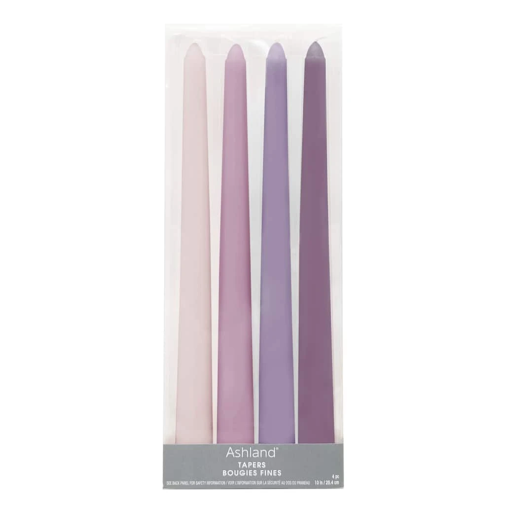 Hot Sale ⭐ 10" Mixed Purple Taper Candles by Ashland®, 4ct. 💯 3 Hot Sale ⭐ 10" Mixed Purple Taper Candles by Ashland®, 4ct. 💯