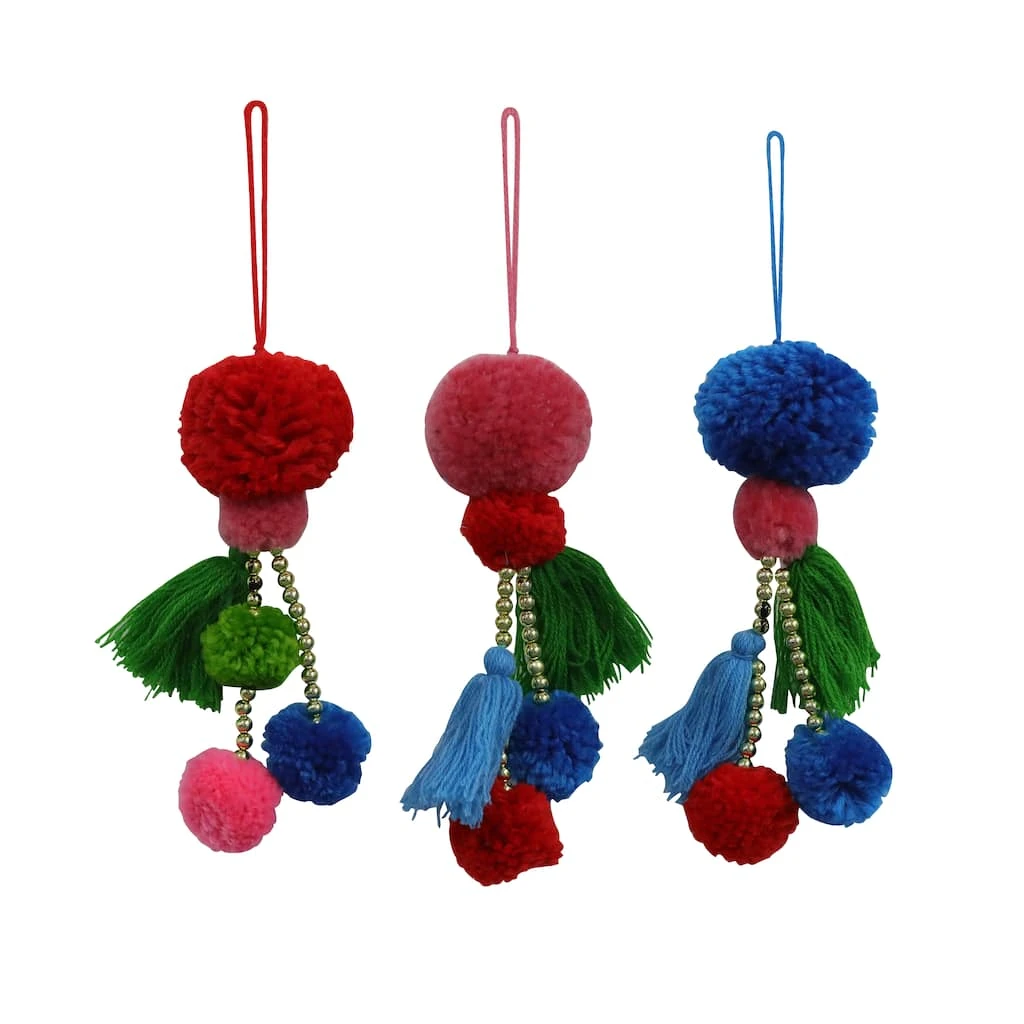 Outlet 🥰 Assorted Fabric Pom-Pom Ornament by Ashland® 🎁 3 Outlet 🥰 Assorted Fabric Pom-Pom Ornament by Ashland® 🎁