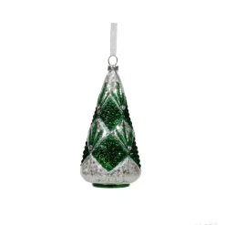 New ✨ Green & Silver Glass 🧨 Christmas Tree Ornament by Ashland® ❤️ -Ashland Shop 10698418