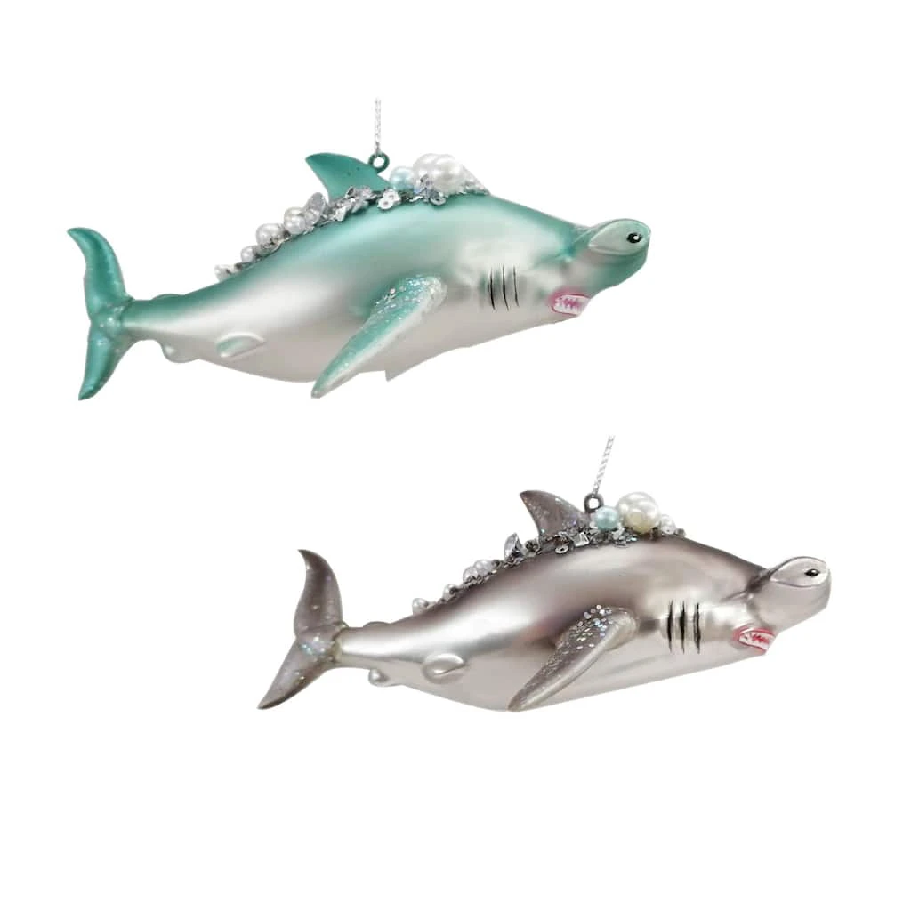 Promo 😀 Assorted Glass Shark Ornament by Ashland® ❤️ 3 Promo 😀 Assorted Glass Shark Ornament by Ashland® ❤️