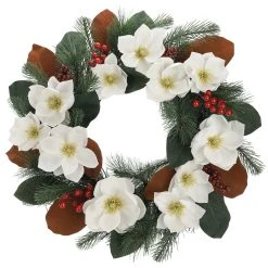 Top 10 ❤️ 24" White Magnolia, Red Berry & Pine Wreath by Ashland® 🎉