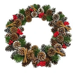 Cheap ✨ 22" Red Berry, Pinecone & Cinnamon Stick Wreath by Ashland® ✔️