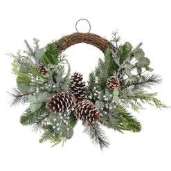 Outlet ⭐ 22" Icy Mixed Pine & Silver Berry Half Wreath by Ashland® 😉