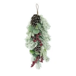 Wholesale 👏 24" Flocked Leaf Pinecone & Berry Teardrop by Ashland® 😉