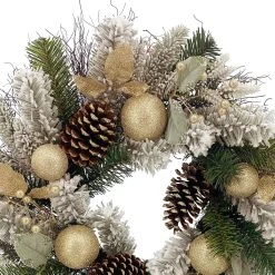 Budget ❤️ 24" Gold Ornament, Pinecone & Berry Wreath by Ashland® ⭐ -Ashland Shop 10698939 2