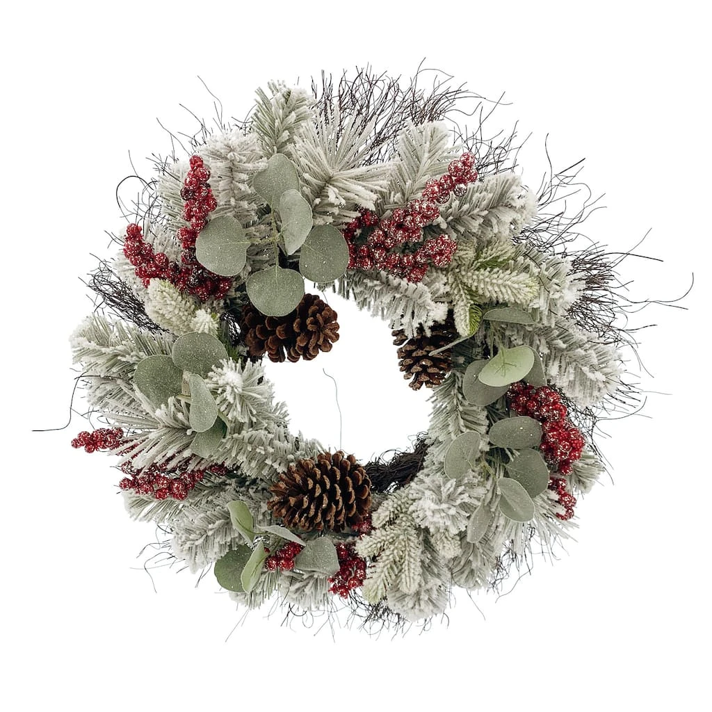 Cheap ✔️ 24" Glittery Flocked Green & Red Berry & Leaf Wreath by Ashland® ❤️ 3 Cheap ✔️ 24" Glittery Flocked Green & Red Berry & Leaf Wreath by Ashland® ❤️