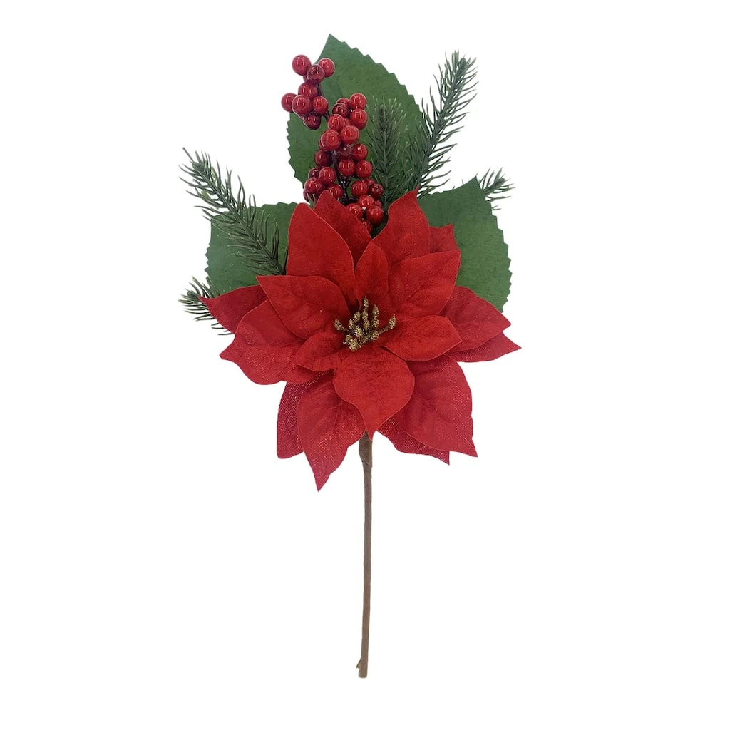 Discount 🌟 Red Poinsettia & Berry Pick by Ashland® 🤩 3 Discount 🌟 Red Poinsettia & Berry Pick by Ashland® 🤩