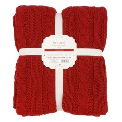 Discount ❤️ Red Cable Knit Throw by Ashland® 👏