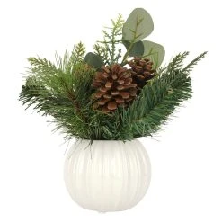 Cheap ✔️ 11" Pine Needle & Pinecone Arrangement in Ceramic Pot by Ashland® ✔️