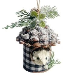 Top 10 ❤️ 5'' Hedgehog with White and Black Plaid Pinecone House ❄ Christmas Ornament by Ashland® ❤️