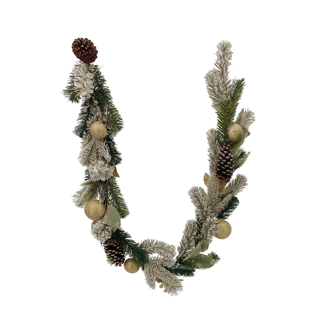 Best deal 🎉 6ft. Snowy Pine & Gold Ornament Garland by Ashland® 🔔 4 Best deal 🎉 6ft. Snowy Pine & Gold Ornament Garland by Ashland® 🔔 - Image 2