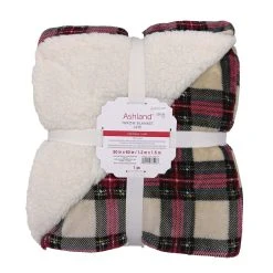 Promo ✔️ Ivory Plaid Berber Throw Blanket by Ashland® ✔️