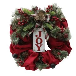 Brand new 👍 24" Red & Green Joy Burlap Wreath by Ashland® ✨