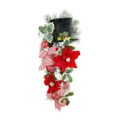 Buy ✨ 28" Poinsettia & Snowman Hat Flocked Teardrop by Ashland® 🌟