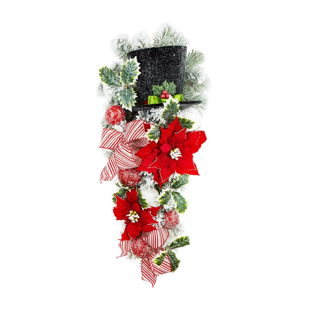 Buy ✨ 28" Poinsettia & Snowman Hat Flocked Teardrop by Ashland® 🌟 3 Buy ✨ 28" Poinsettia & Snowman Hat Flocked Teardrop by Ashland® 🌟