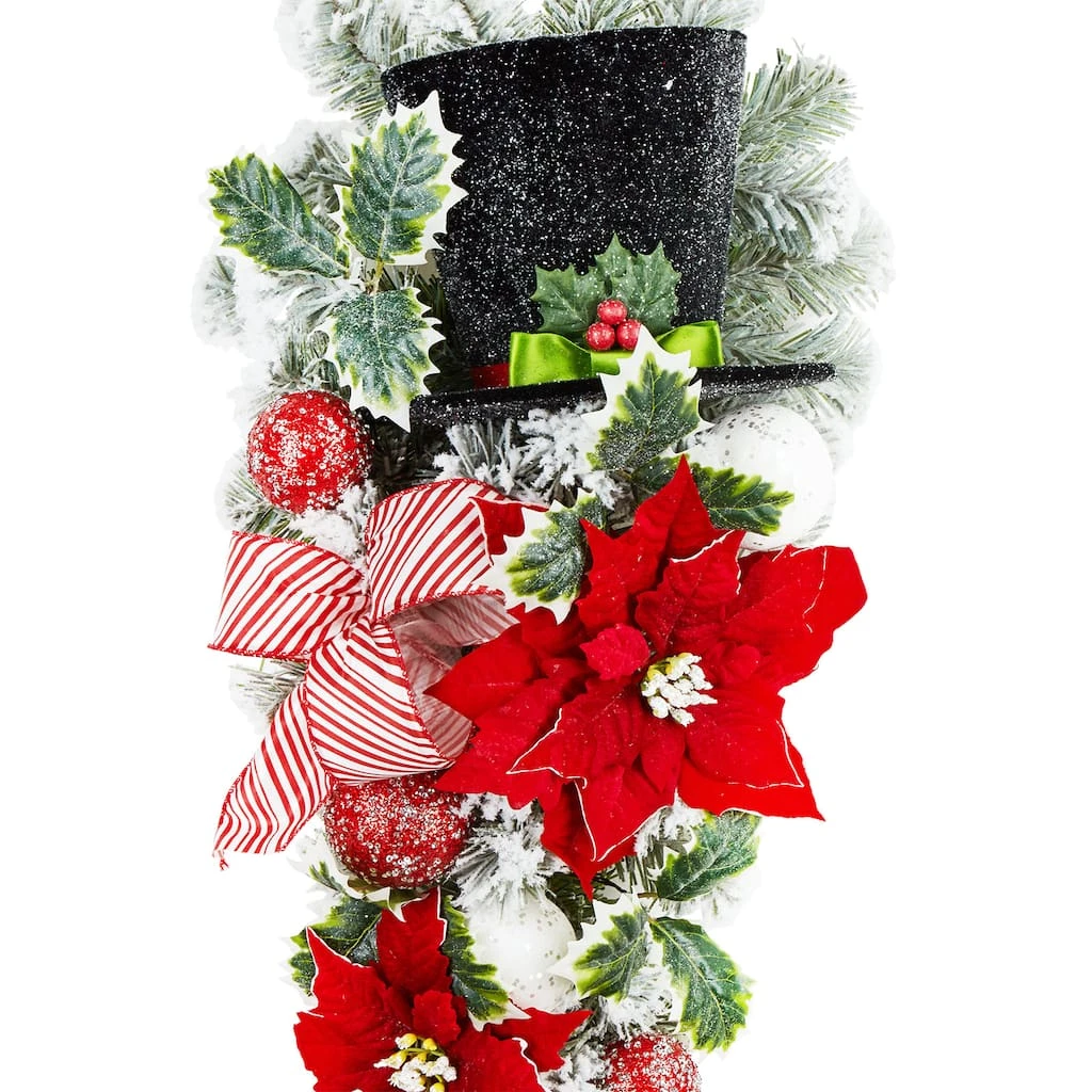 Buy ✨ 28" Poinsettia & Snowman Hat Flocked Teardrop by Ashland® 🌟 4 Buy ✨ 28" Poinsettia & Snowman Hat Flocked Teardrop by Ashland® 🌟 - Image 2