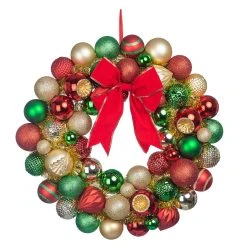 Budget 🌟 23" Red, Green & Gold Ball Ornament Wall Wreath by Ashland® 😍