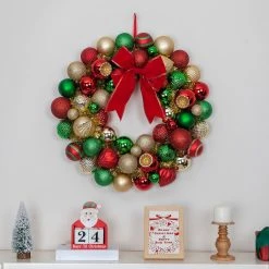 Budget 🌟 23" Red, Green & Gold Ball Ornament Wall Wreath by Ashland® 😍 -Ashland Shop 10699989 4