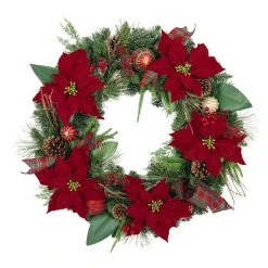 Brand new 👍 30" Poinsettias, Pinecones, Berries & Ornaments Wreath by Ashland® ⌛