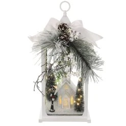 Cheapest 🎉 20" White Lantern With Pine, House & LED Lights by Ashland® 🎁