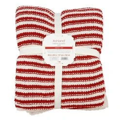 Deals ✔️ Red & White Striped Cable Knit Throw by Ashland® ❤️