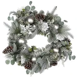 Best deal 🛒 24" Flocked Pine, Snowflakes & Ornaments Wreath by Ashland® ❤️