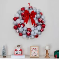 Best deal ⭐ 23" Red & White Ball Ornament Wall Wreath by Ashland® 👏 -Ashland Shop 10700709 4