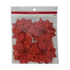 Top 10 ❤️ 3.5" Glittery Red Poinsettia Accents by Ashland®, 4ct. ⭐